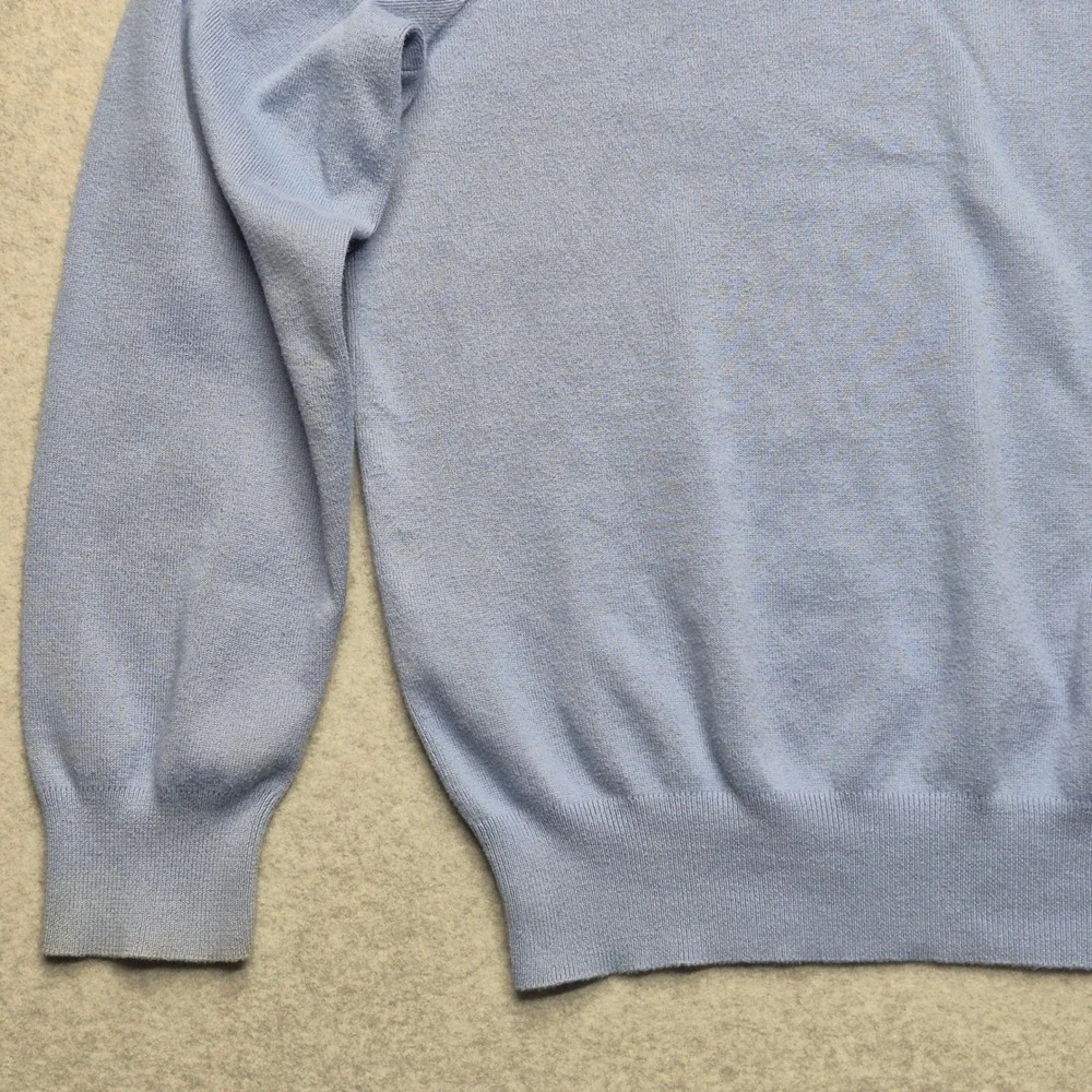 Polo Ralph Lauren Mens V-Neck Sweater Blue 100% Cotton Pony Logo Large